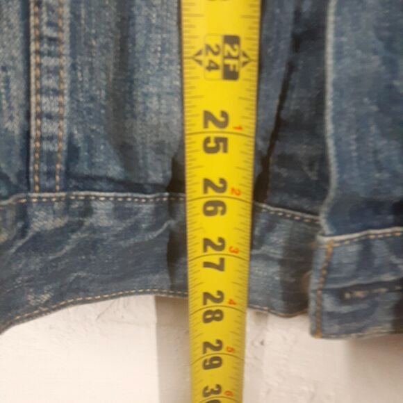 Levis Jean Jacket Adult Mens Large Blue Denim Trucker Work Blank Red Tab - Picture 10 of 10